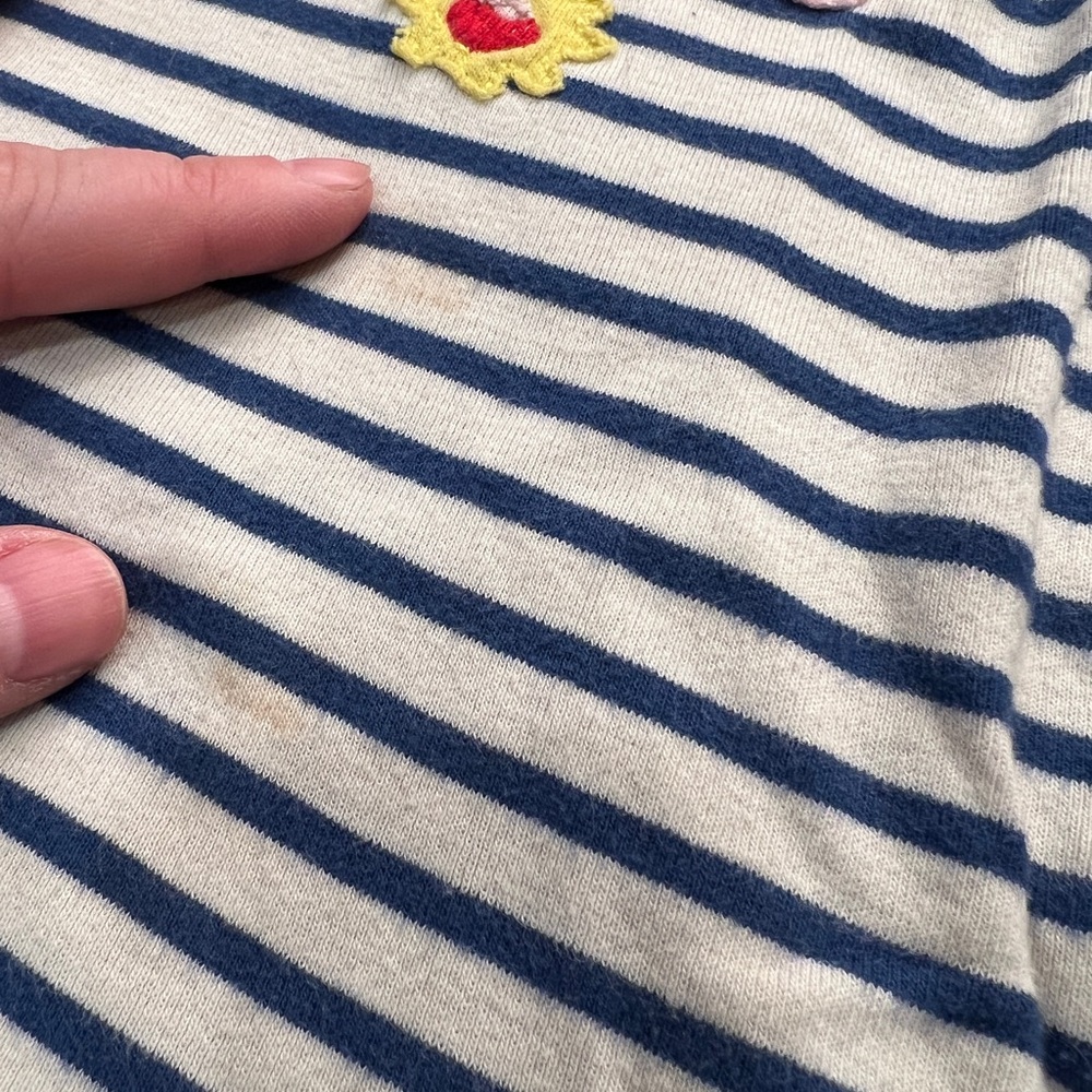 Mini Boden striped 3/4 sleeve shirt with applique bird and flowers size 5-6 - Picture 3 of 5